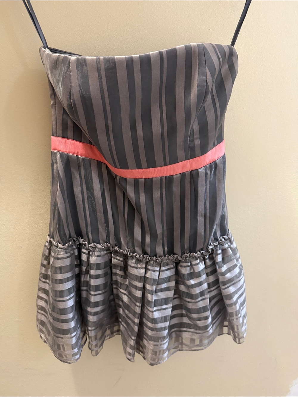 Nine West Gray Striped Mini Skirt with Pink Waist Band